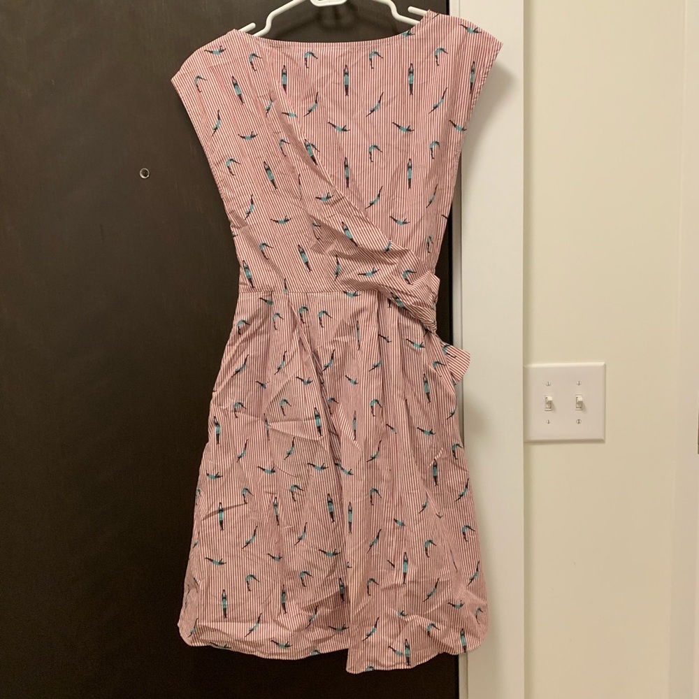 Anthropologie Pink Patterned Wrap Mini Dress - Picture 3 of 3